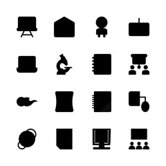 education vector icons set. laptop, astronaut, keyboard and sharpener in this set
