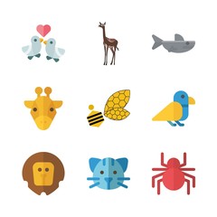 animal icons set. agriculture, spidery, long and hunt graphic works