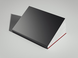 Black book with blank cover on white background. 3d rendering.
