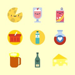 9 drink icons set