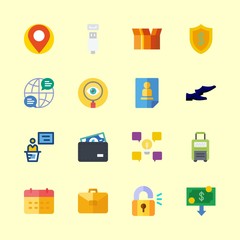 business vector icons set. wallet, padlock, money and suitcase in this set