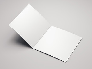 Close up of blank white leaflet on light background, 3d rendering.