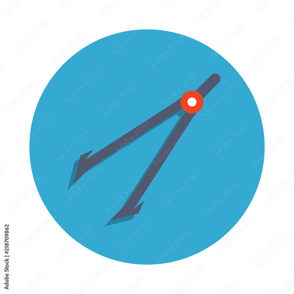 Poster drawing compasses colored in blue badge icon. element of school icon for mobile concept and web apps