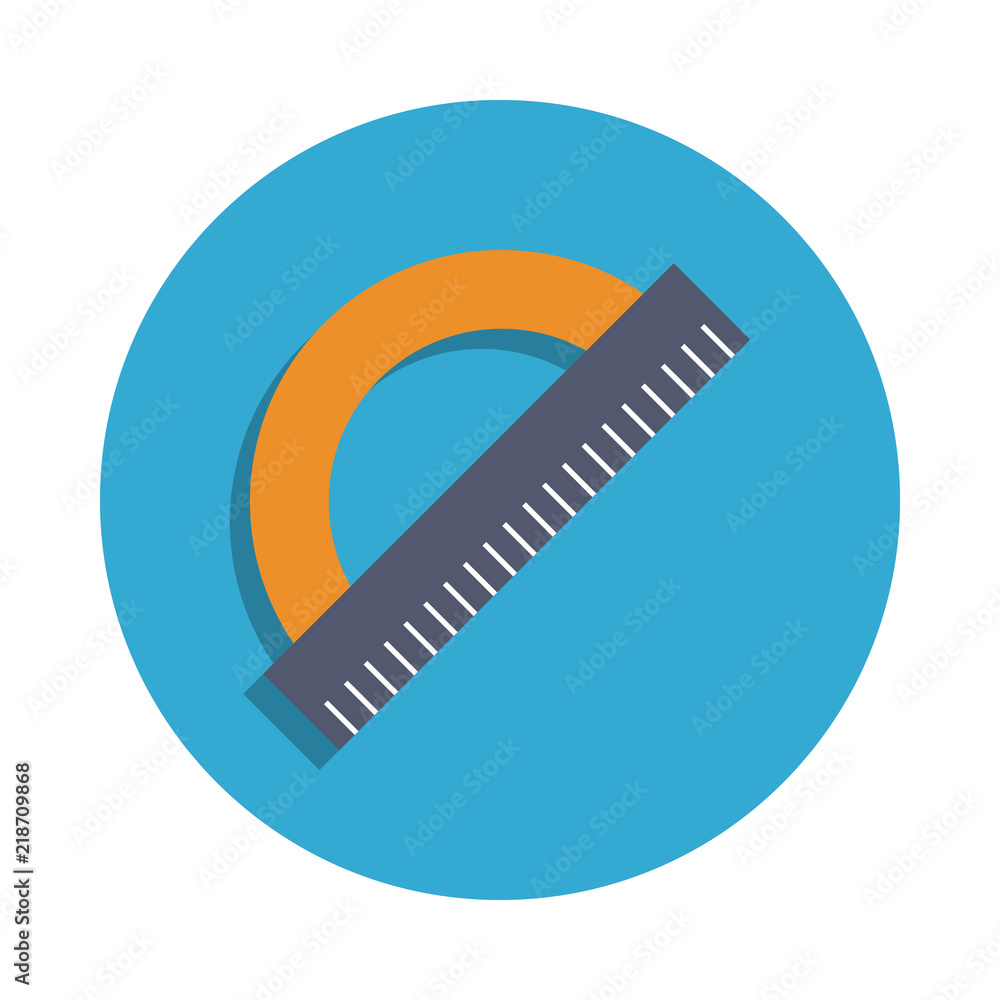 Poster protractor colored in blue badge icon. element of school icon for mobile concept and web apps. detai