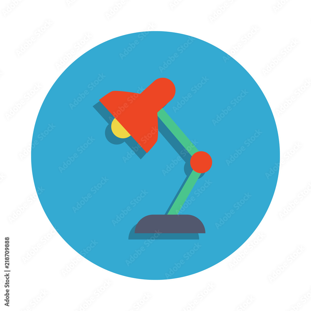Poster table lamp colored in blue badge icon. element of school icon for mobile concept and web apps. detai