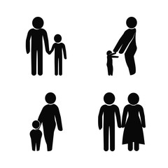 family icons set. adult, outside, grass and smile graphic works