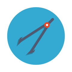 Drawing compasses colored in blue badge icon. Element of school icon for mobile concept and web apps. Detailed drawing compass icon can be used for web and mobile