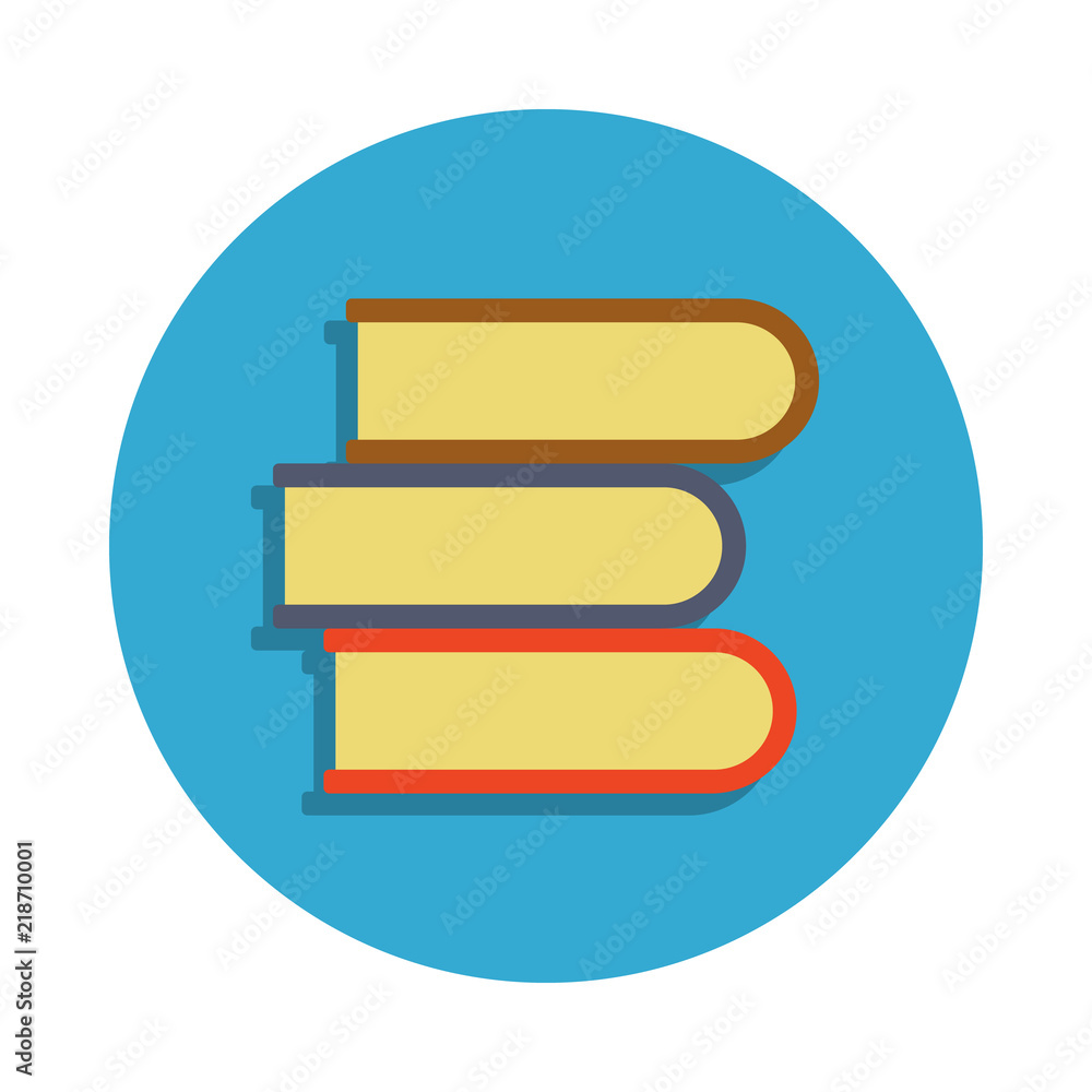 Poster pile of books colored in blue badge icon. element of school icon for mobile concept and web apps. de