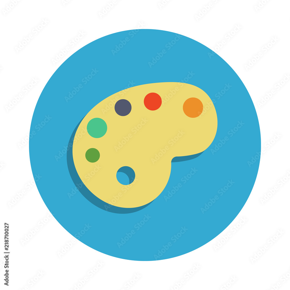 Poster paint palette colored in blue badge icon. element of school icon for mobile concept and web apps. de