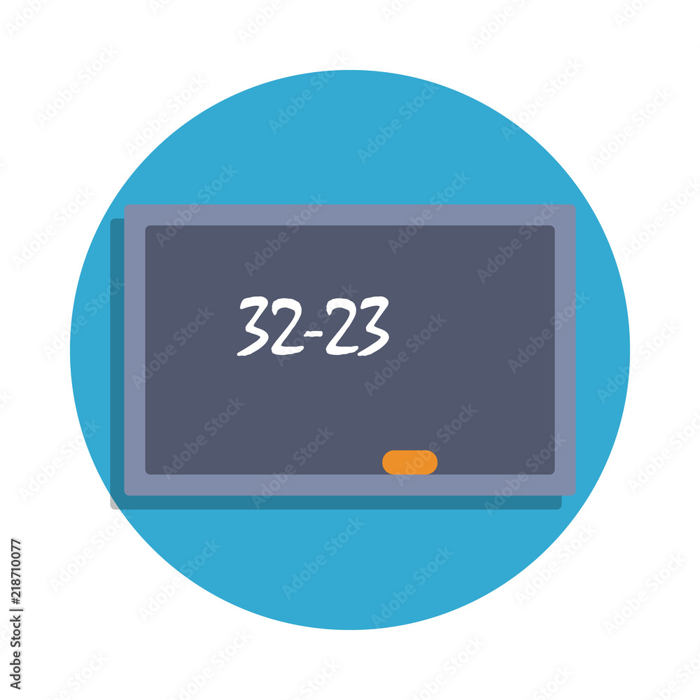 Poster school board with equation colored in blue badge icon. element of school icon for mobile concept and
