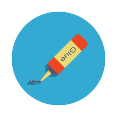 glue colored in blue badge icon. Element of school icon for mobile concept and web apps. Detailed glue icon can be used for web and mobile