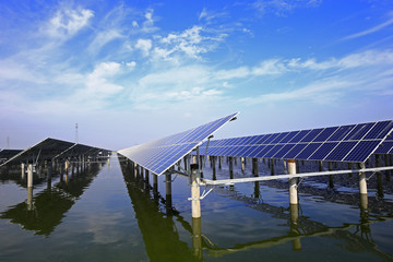 Solar panels on the water