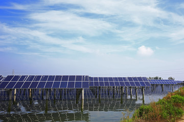 Solar panels on the water