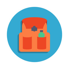 school bag colored in blue badge icon. Element of school icon for mobile concept and web apps. Detailed school bag icon can be used for web and mobile