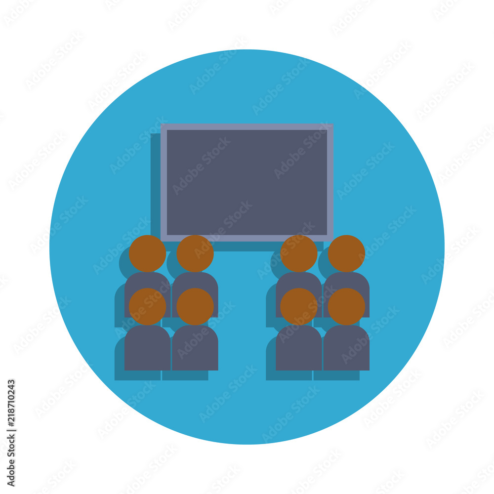 Poster classroom colored in blue badge icon. element of school icon for mobile concept and web apps. detail