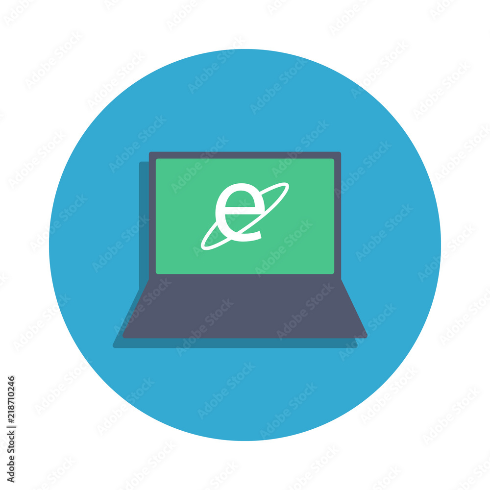 Aufkleber internet in the laptop colored in blue badge icon. element of school icon for mobile concept and web