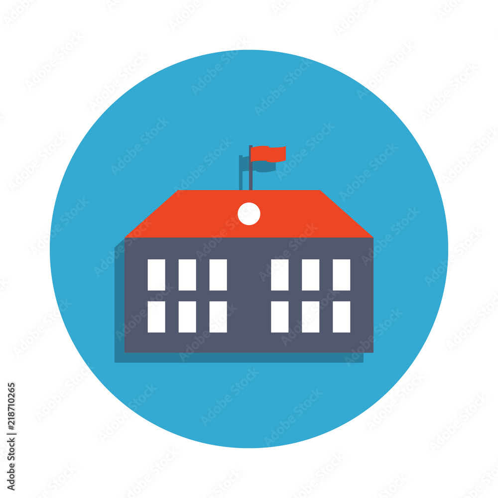Poster college building colored in blue badge icon. element of school icon for mobile concept and web apps.