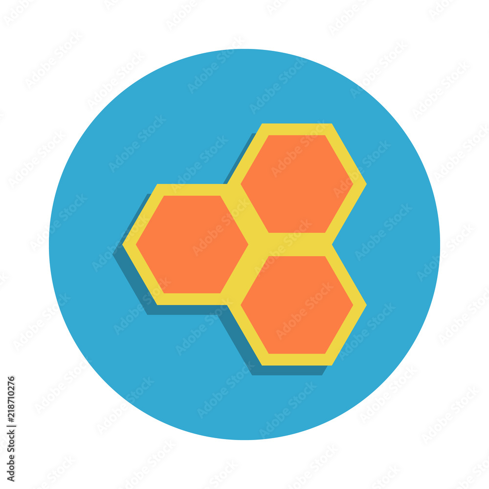 Poster honeycombs colored in blue badge icon. element of school icon for mobile concept and web apps. detai