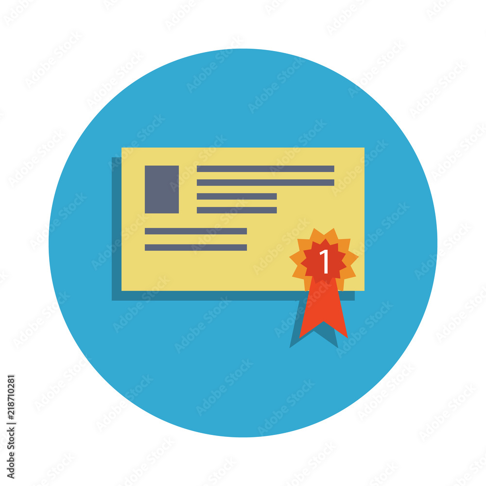 Aufkleber certificate for first place colored in blue badge icon. element of school icon for mobile concept an
