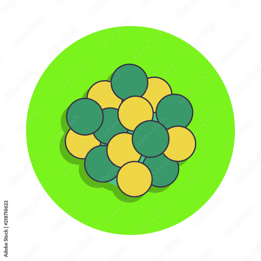 Poster colored molecules in green badge icon. element of science and laboratory for mobile concept and web 