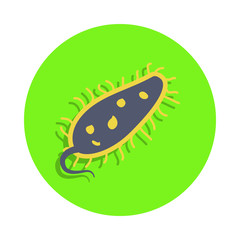 colored bacterium in green badge icon. Element of science and laboratory for mobile concept and web apps. Detailed bacterium icon