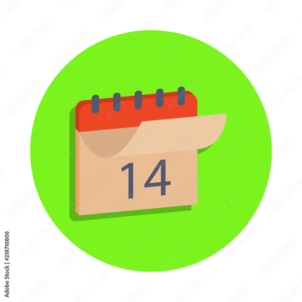 Poster colored the calendar in green badge icon. element of science and laboratory for mobile concept and w