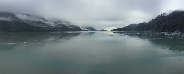 Panorama of Glacier Bay National Park in Alaska