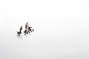 Miniature worker working  house together