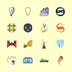 logo icons set. plan, creative, swan and rings graphic works