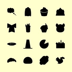 eat vector icons set. squirrel, pudding, cone and kruassan in this set