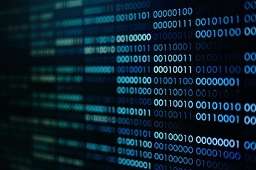 computer technology background. binary code computer language data transfers. big data and ai...