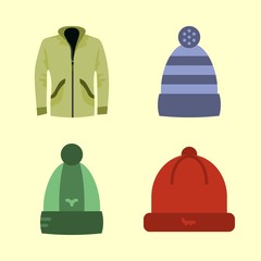 weather vector icons set. winter hat and raincoat in this set