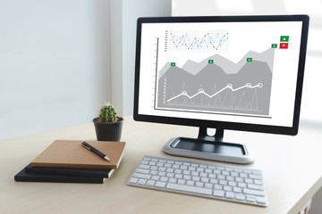 business man work chart schedule or planning financial report data