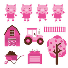 pig and farm icon