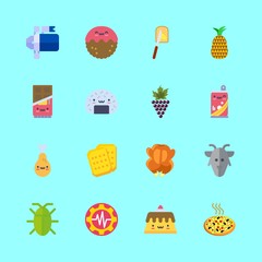 food vector icons set. settings, onigiri, chicken leg and fried chicken in this set