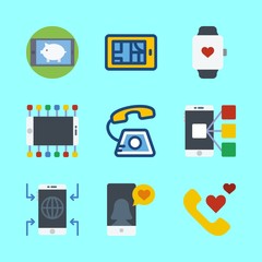 telephone icons set. activity, dialing, health and display graphic works