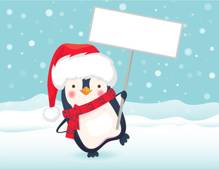 penguin holding sign © Visual Content