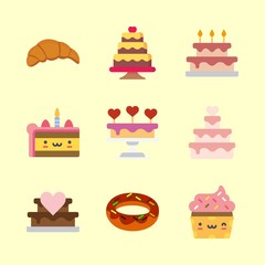 9 cake icons set