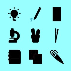 education vector icons set. pen, idea, notebook and speaker in this set