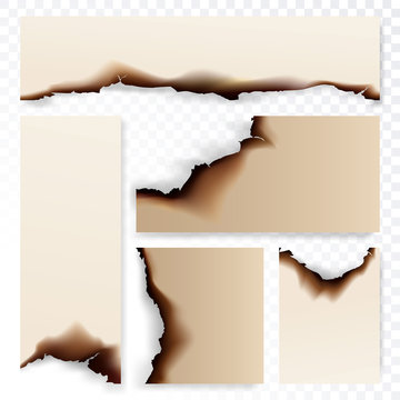 Collection of burnt paper vector illustration isolated on transparan background