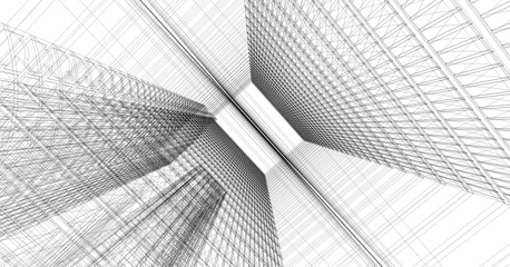 Abstract architectural drawing sketch,Illustration.