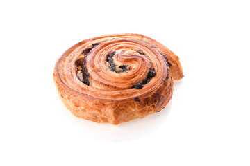 Close up sweet Danish pastries isolate on white background