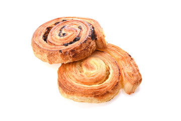 Close up sweet Danish pastries isolate on white background