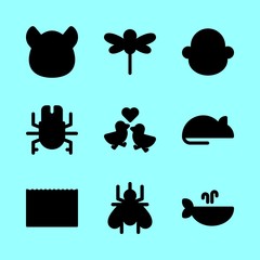 animal icons set. pollution, close up, studio and disease graphic works