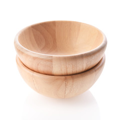 Wooden bowl on white background