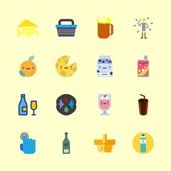 drink vector icons set. soda, tap, cheese and milk in this set