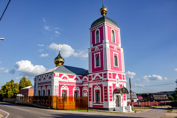 Fototapeta na wymiar Old church in honor of Alexander Nevsky in the village of Vysokinichi. Kaluzhskiy region, Zhukovskiy district 