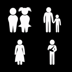 summer vector icons set. woman, father and son, boy and girl child and break the arm in this set
