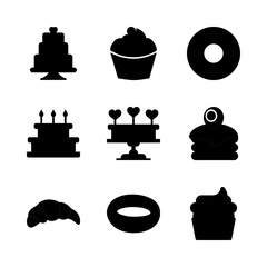cake icons set. eat, rainbow, thin and couple graphic works