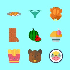 9 eat icons set